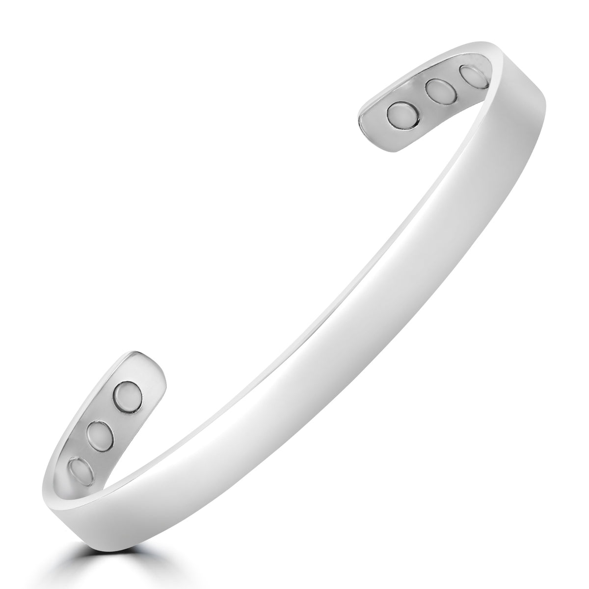 Silver Coloured Bangle, 175mm (8Neodymium Magnets) Square Design