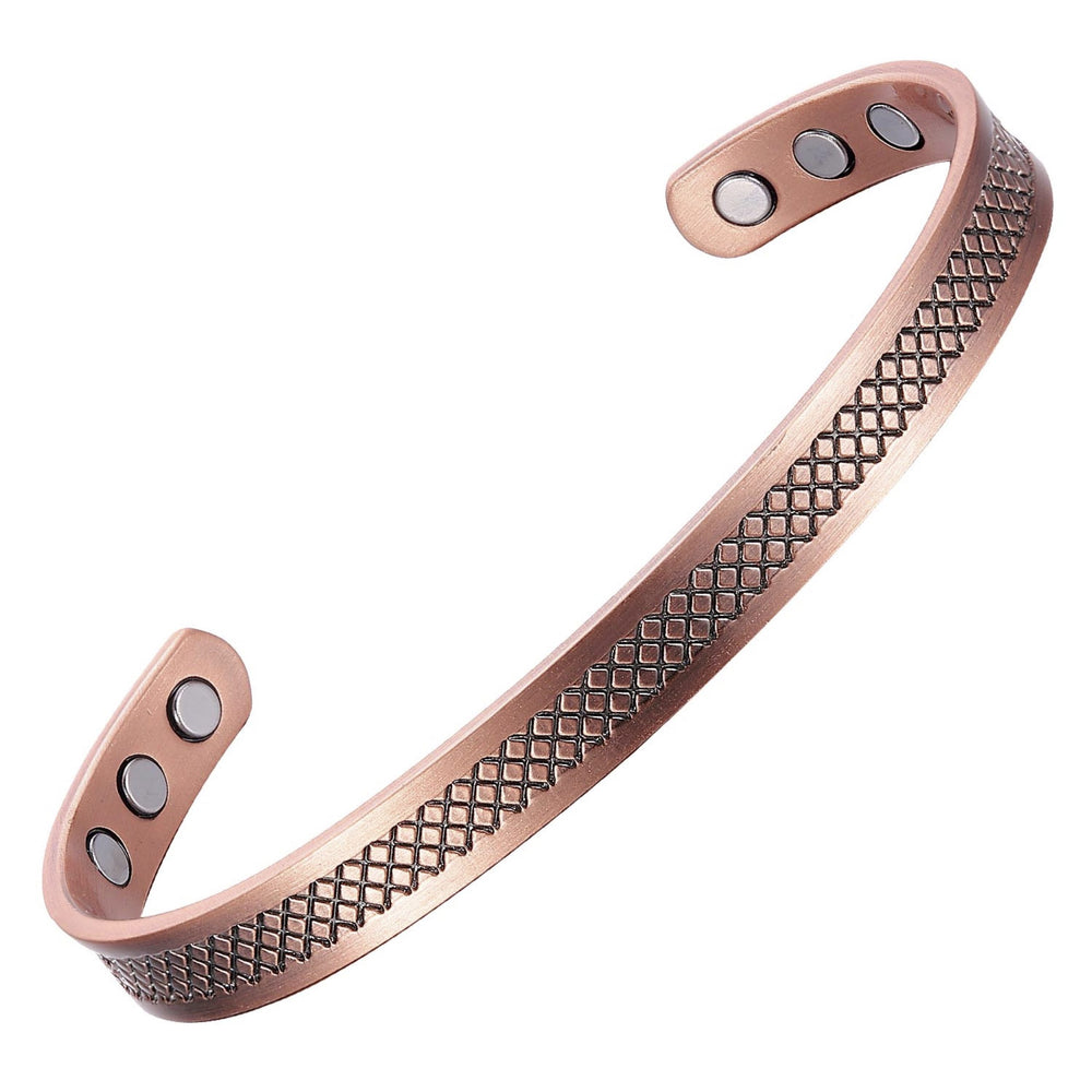 Copper Diamond Cut Design Bangle