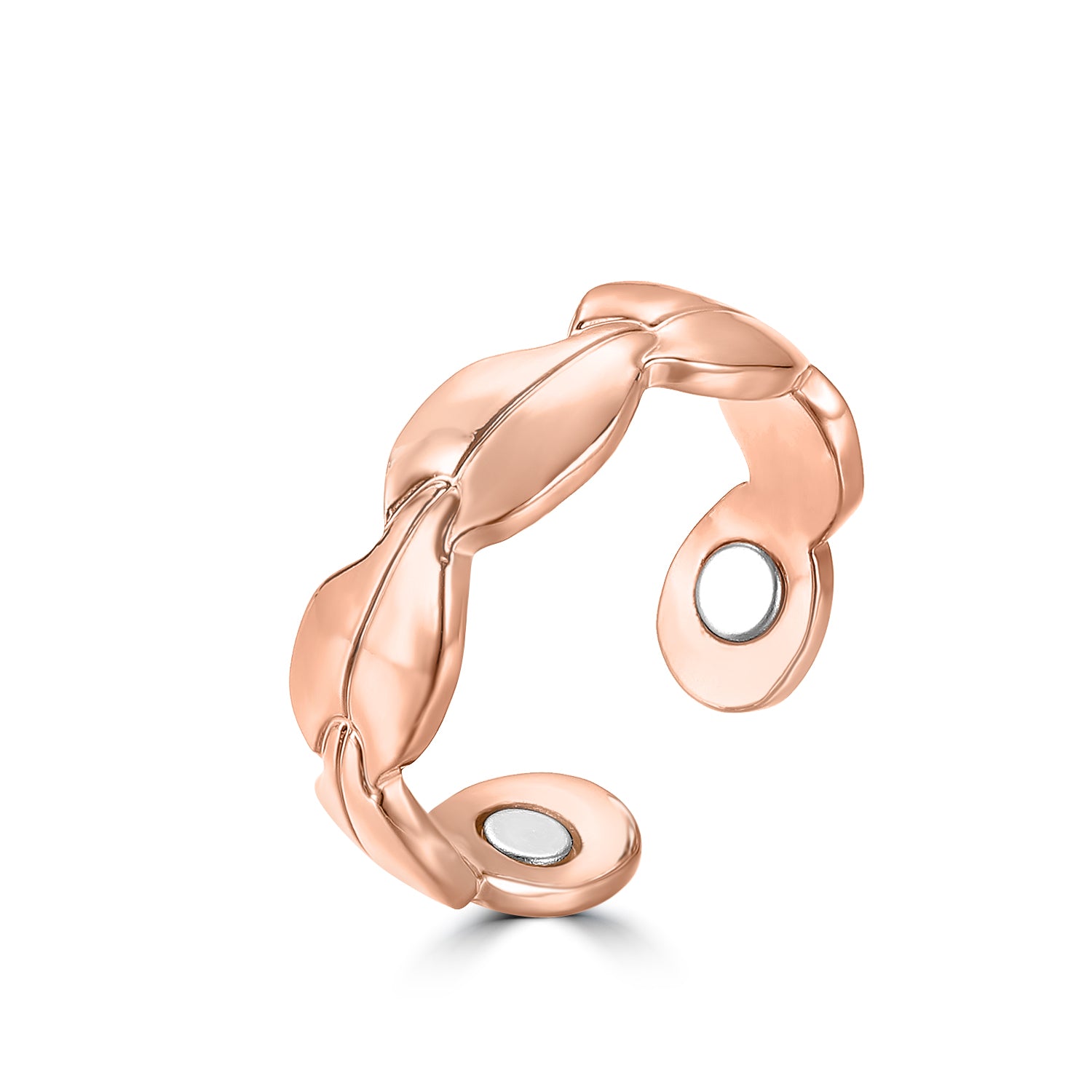 Copper Magnetic Ring, Interlinked Design (2 Neodymium Magnets)