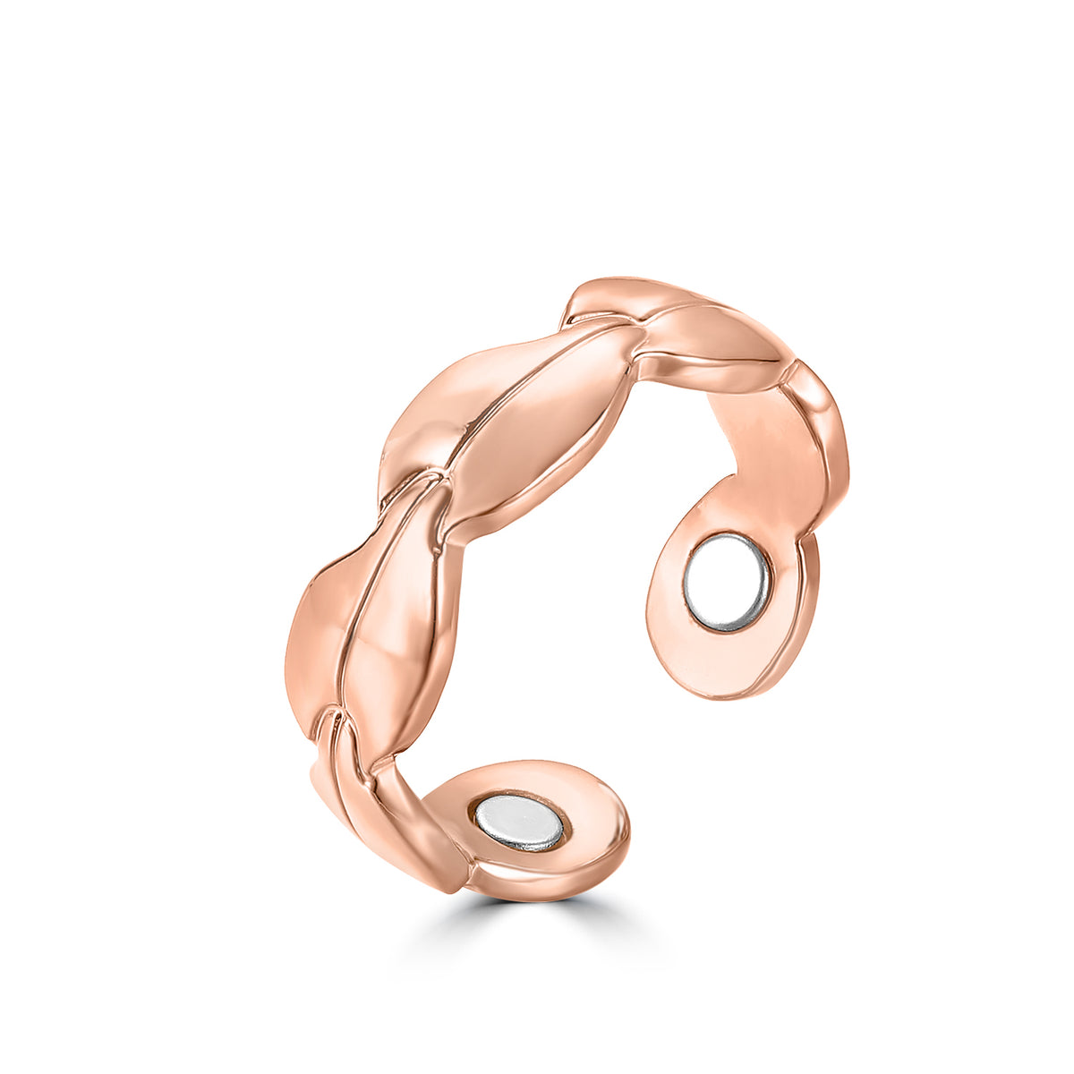 Copper Magnetic Ring, Interlinked Design (2 Neodymium Magnets)