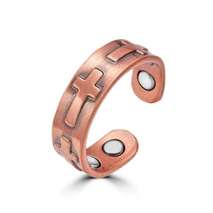 Cross Design Copper Magnetic Ring (2 Neodymium Magnets)